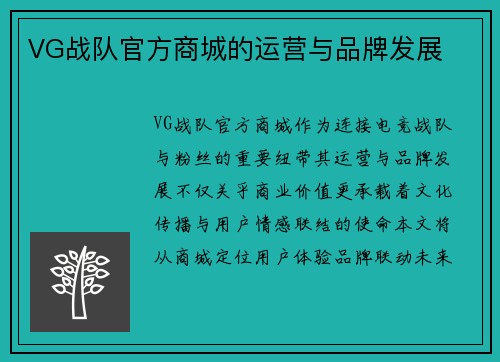 VG战队官方商城的运营与品牌发展